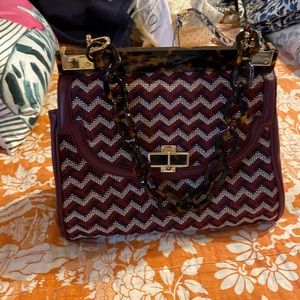 Beautiful Tory Burch needlepoint and leather satchel.
